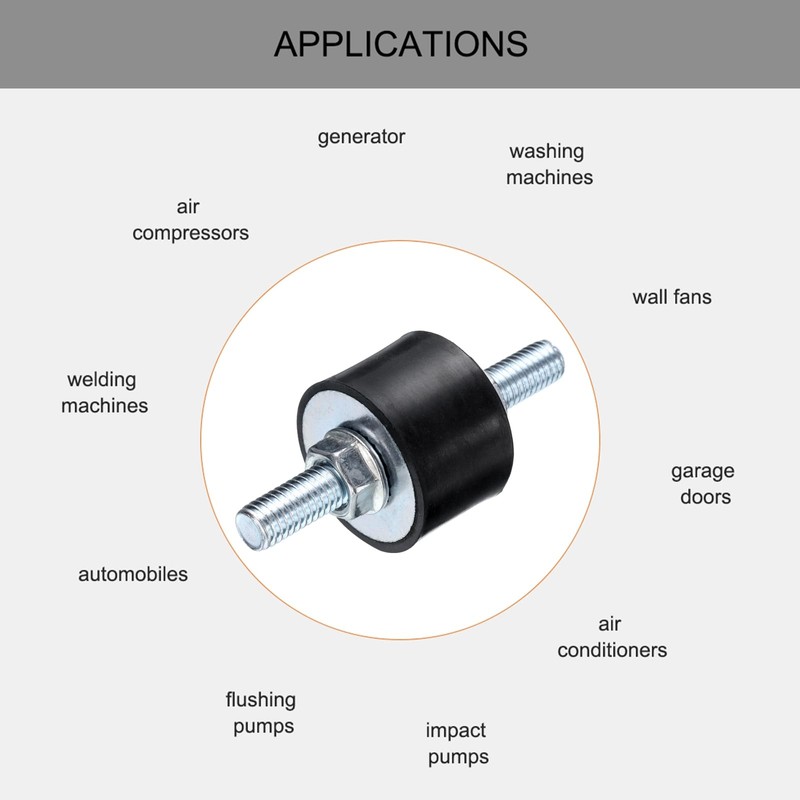 sourcing map 4pcs M8x23mm Rubber Isolator Mounts with Studs 30x20mm
