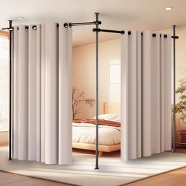 Room Divider Curtain Rod - No Drilling Partition Room Dividers for Room Separation,4-10ft (H) 28-120inch(W) Adjustable Floor to Ceiling Portable Room Divider Wall Partitions Space Separator