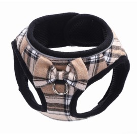 Plaid Harness for Dogs, Ultra Small Dogs, Small Dogs, Medium Dogs, Cute, Non-Shedding, Walking, Soft, Breathable, Adjustable, Easy to Put on and Take Off, Stylish, Popular Torso (Khaki Plaid, S)