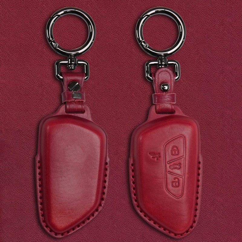 Tukellen for Volkswagen Leather Key Fob Cover Compatible with VW