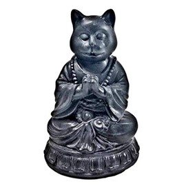 Bellaa 29615 Cat Statue Yoga Zen Pose Dhyana Mudra Buddha 6 inch