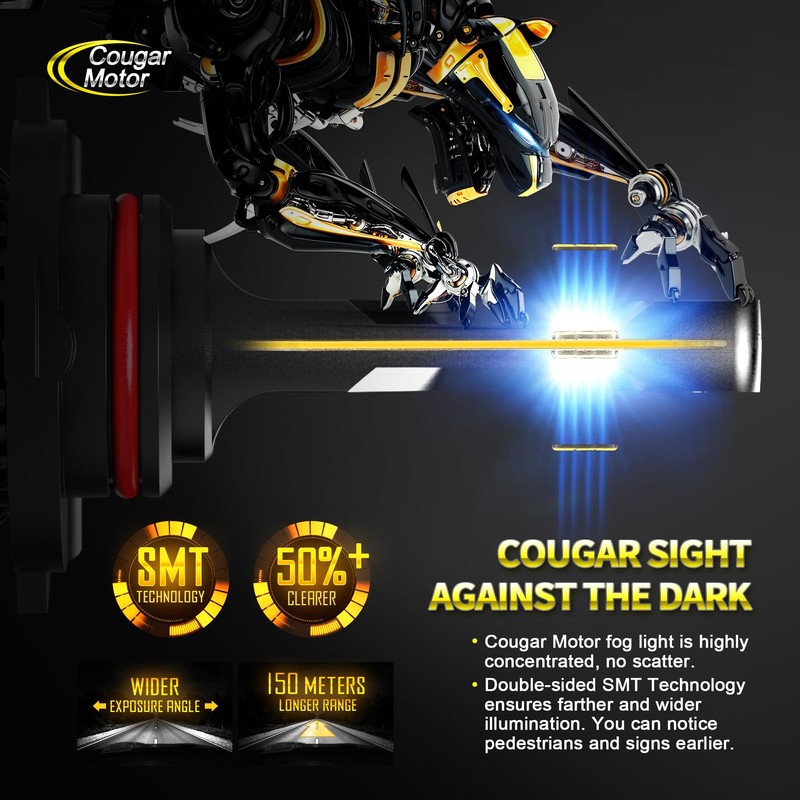Cougar Motor 9005 Light Bulbs HB3 Fog Lights, Pack of