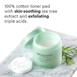 The Face Shop Tea Tree - Almohadillas de Tóner Coreanas | Pads Anti-Acné y Control de Poros | AHA, BHA, PHA y Extracto de Árbol de Té | Exfoliación Suave para Piel Grasa y Sensible | 70 Hojas