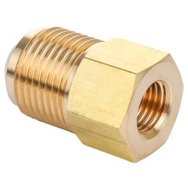 Brass Pipe Adapter - 1/4" SAE Female to 1/2" SAE Male Flare - Brass Pipe Fitting Reducer Adapter for Air Conditioner Refrigeration (1 Pack)