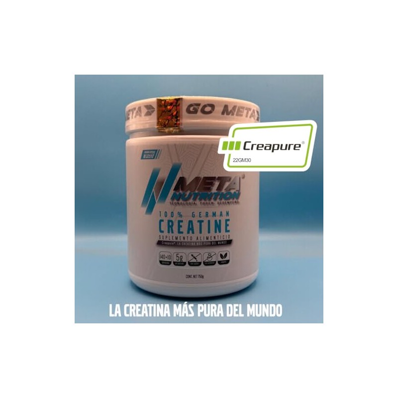 Meta Nutrition, Creatina Monohidratada Alemana Creapure®, 750g, 140 + 10