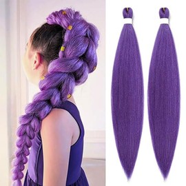 Long Purple Braiding Hair -30 Inch Synthetic Braiding Hair for Kids Stage Party Halloween Costume Cosplay (Purple, 30inch)