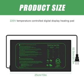 Mineup Heating Mat Plants with Thermostat, 50 W Waterproof Seedling Heat Mat, 10 x 20.75 Inch Greenhouse Heating Pad, Quick Heating, for Growing Greenhouse or Grow Box -20 °C (68 °F) ~ 45 °C (113 °F)