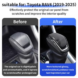 LUNQIN Car Center Console Gear Shift Knob Trim Cover for Toyota RAV4 2019-2025 and Toyota Highlander 2020-2025 Auto Interior Decor Accessories Central Control Shifters Stick Carbon Fiber Style Kit