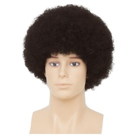 Salaibs Brown Afro Wigs for Men 70s 80s Curly Short Disco Punk Bouncy Fluffy Black Men Hair Wig Cosplay Rocker Wig