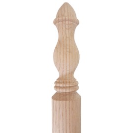 Highland Manor Wood Products Round Traditional Corner Guard One End Turned - 36" Tall x 1 3/8" Wide 90 Degree Notch Unfinished Oak Wood Corner Protectors for Walls (1 Guard)