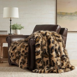 Hyde Lane Faux Fur Throw Blanket, Luxury Fluffy Leopard Blankets for Home Couch and Bed, Fuzzy Plush Animal Coat Color Throws for Decoration, Gift for Women, 60x80