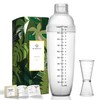 Homestia 2Pcs Plastic Cocktail Shaker with Double Jigger Set, 33oz/1000cc