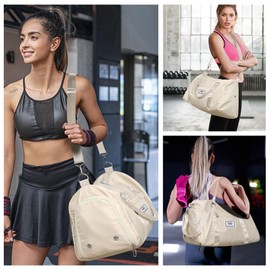 GSG SINCE 1998 Sports Gym Bag Womens Travel Bag with Shoes Compartment & Wet Pocket, Weekend Overnight Duffle Hospital Bag Carry On Holdall for Travel Swimming
