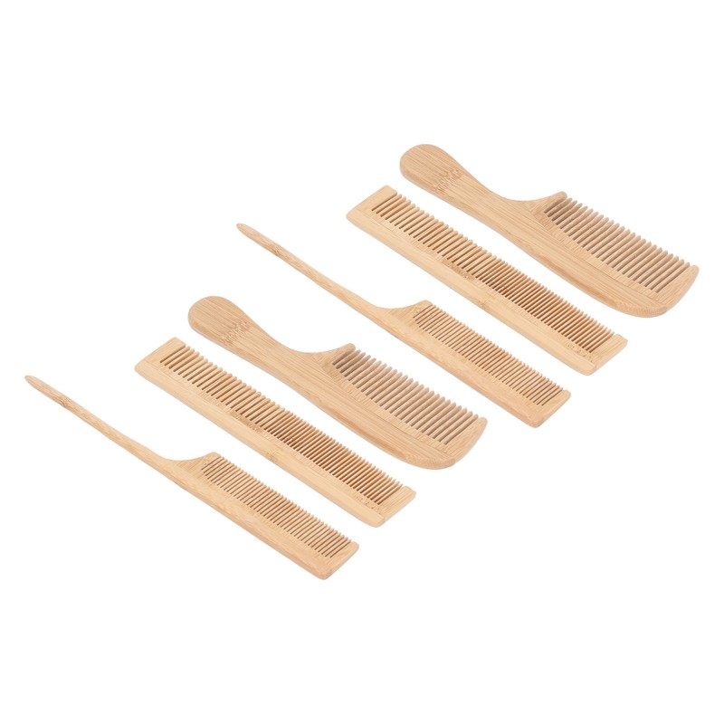 6pcs Bamboo Hair Comb Set for Barber Anti Static Heat