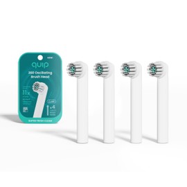 Quip quip 360 Oscillating Electric Toothbrush Heads - 4 Pack - Verified quip Brush Head Refills for Oscillating Toothbrushes - Soft Bristles, Dual-Length, Compact - Last 3 Months Each - White