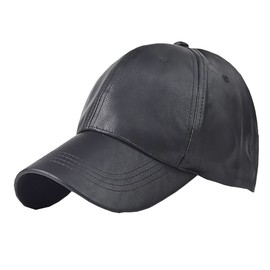 Foetest Gorra de béisbol ajustable al aire libre, gorra deportiva de cuero, color sólido, Negro, Talla única