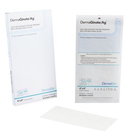 DERMARITE DermaGinate Ag Alginate Wound Dressing with Antibacterial Silver 4" x 8" BX of 5