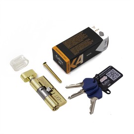 Fullex Kinetica+ K4 3* Thumbturn Euro Cylinder Door Lock - Brass, 35/35 (70mm), 2 Extra (5 Total)