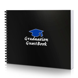Tenare 2025 Graduation Guestbook Signature Book 8.3 x 6.5 Inch Black Hardcover Congratulation Graduates Sign in Book with Lines for Name Telephone Number Address Warm Wish, 72 Page, Blue