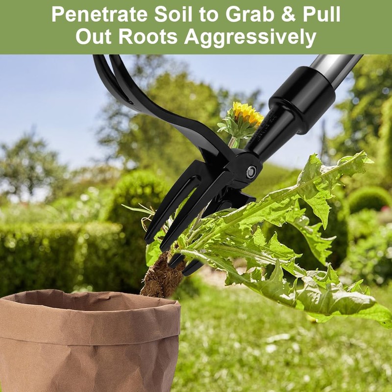 OFFCUP Stand Up Weeding Tool, Detachable Handle Weed Remover Tool,