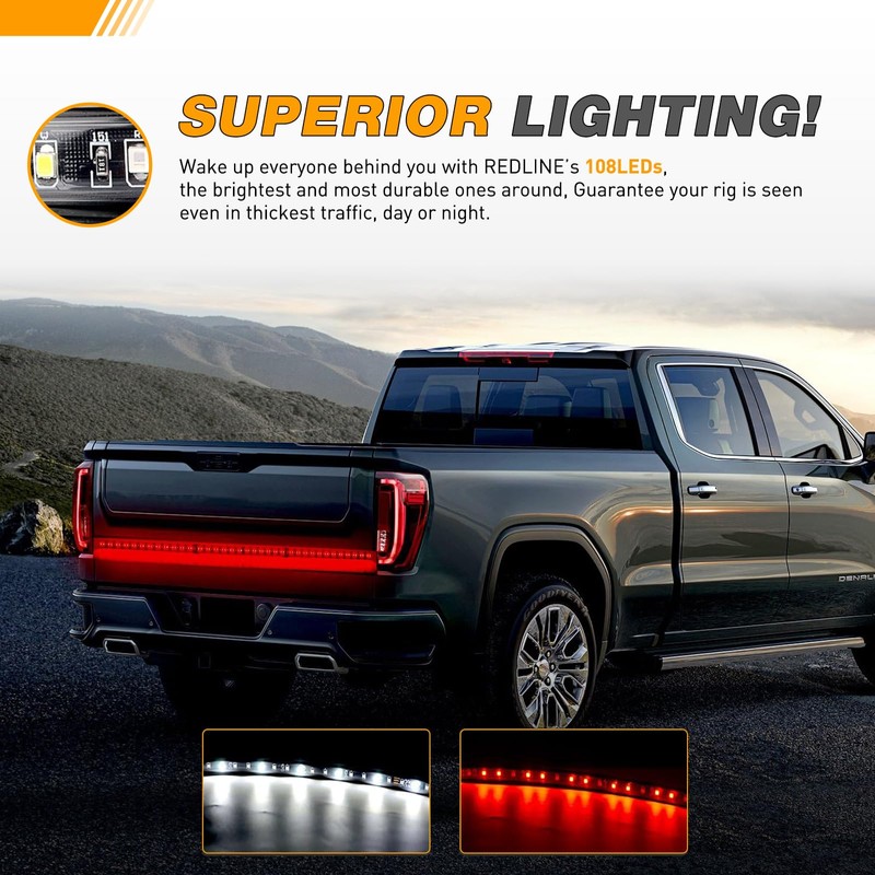 GOOACC 48”/49” Truck Tailgate Light Strip 5 Function 90 LED