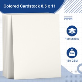 160 Sheets Cream Cardstock Paper 8.5 x 11 Ivory Card Stock Bulk Printer Papers Off White Construction Paper Color Card Stock Cover for Scrapbook Printing DIY Cards Making Craft Invitation Menu 180gsm