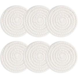 Absorbent Drink Coaster, Minimalist Cotton Woven Coffee Coaster, Suitable for All Kinds of Cups, Used to Decorate Coffee Tables, Kitchens, Birthday Gifts (6Pcs,White)