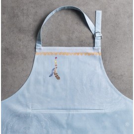 Maison d'Hermine 100% Cotton 1-Piece Kitchen Apron with Adjustable Neck and Middle Pocket, Long Ties for Women/Men, Spring/Summe, Ibiza