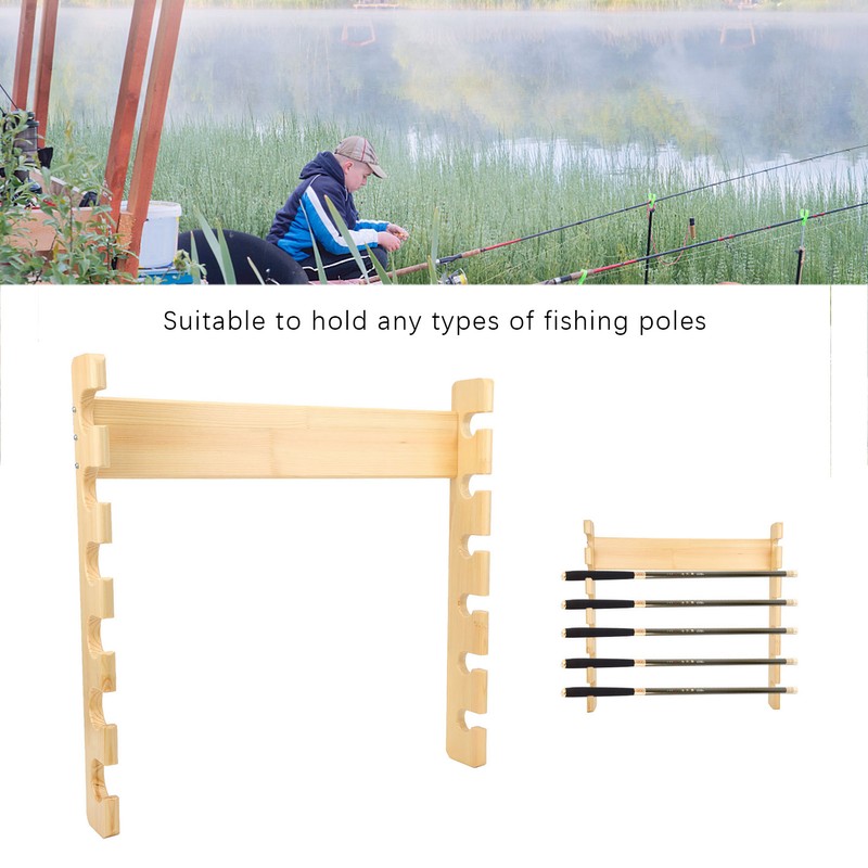 Fishing Rod Storage Rack Holder Pole Bracket WallMounted 6 Position