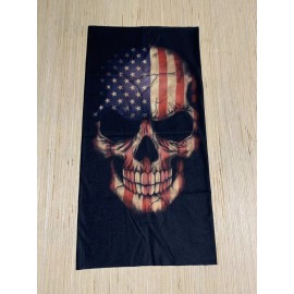Unbranded Skull U S Flag Neck Gaiter Face Mask Head Band Multi-Use Tube Scarf Face