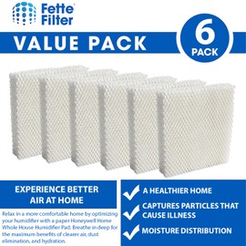 Fette Filter - Humidifier Wicking Filters Compatible with Honeywell HFT600T, HFT600PDQ (Pack of 6)
