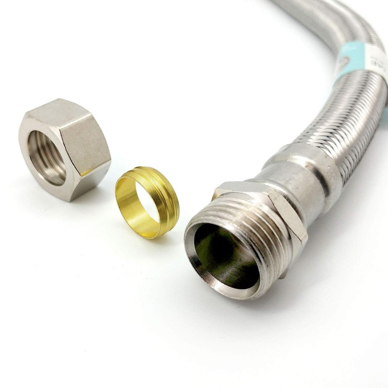 1 x WRAS Approved 300mm 15mm Compression x 3/4" Flexible