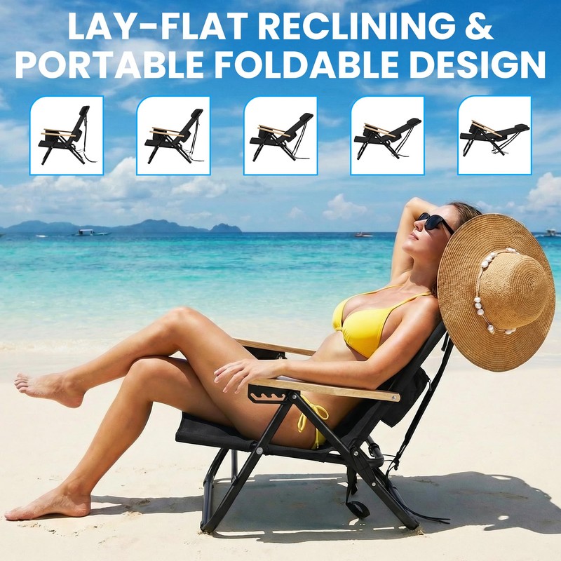 Cansky Portable Beach Chair for Adults, Outdoor Lightweight Camping Chair
