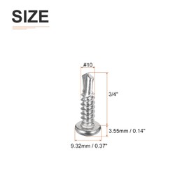 DTGN #10x3/4" Pan Head Self Drilling Screws - 300Pack - 410 Stainless Steel Phillips Drive Self Tapping Sheet Metal Screws