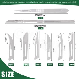 Keadic 64Pcs Scalpel Blade Handle with #10#11#12#13#14#15 Scalpels Surgical Sterile Blades, High Carbon Steel Laboratory Blade-Lab Knives for Practicing Cutting, Sculpting, Callus Removal