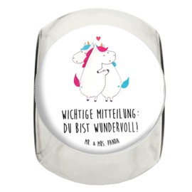 Mr. & Mrs. Panda Bonbonglas Einhorn Mitteilung XL 2000ml, Premium Glas, 2000 ml