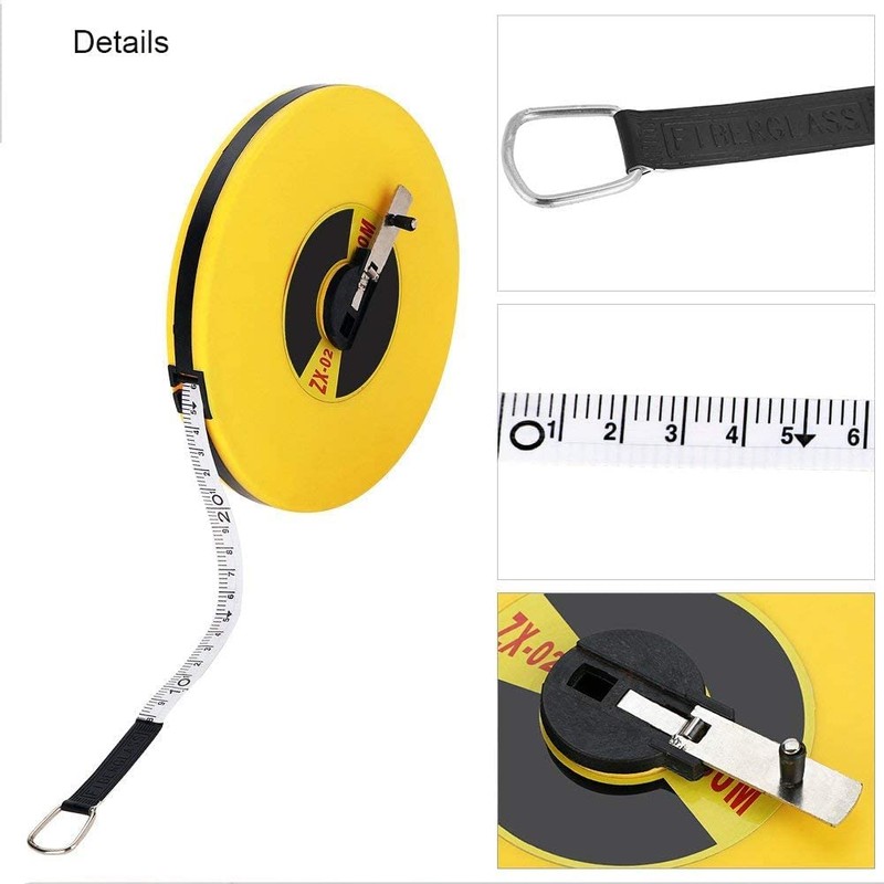 VIFER Tape Measure 50 m Fibreglass Measuring Ruler Double-Sided Capsule
