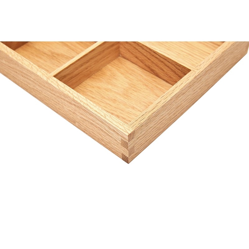 pandapark Wood Organizer Tray,Black Walnut,Desk & Drawer Storage Box (Oak