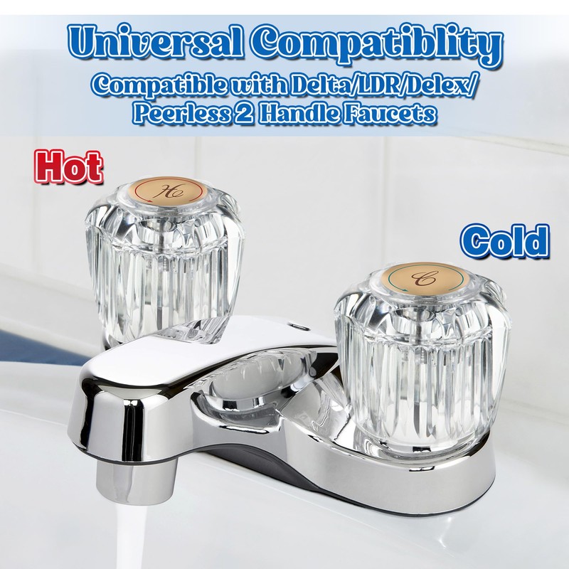 Dreyoo Bathroom Sink Knobs Replacement, Bathtub Faucet Handles with 4