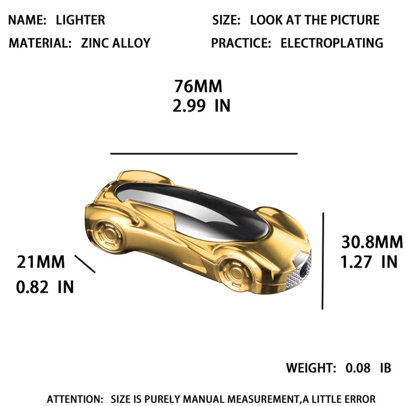 Gold Sports Car Lighter, Cool Butane Torch Lighter, Adjustable Inflatable