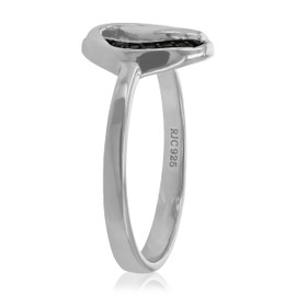 VIR JEWELS 1/10 cttw Black Diamond Ring in .925 Sterling Silver with Rhodium Plating Size 7