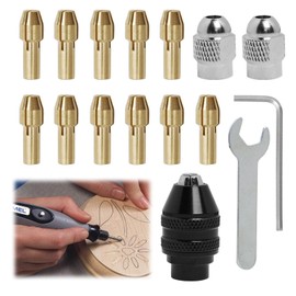 Pack of 16 Drill Chuck Collet Set Compatible with Dremel, Brass Drill Chuck Replacement 0.8 mm to 3.2 mm, 4486 Quick Change Drill Chuck for Lightweight Accessories, High Speed Drill