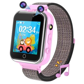 PTHTECHUS Kids Game Smart Watch for Boys and Girls,Kids Smart Watch with 24 Puzzle Games Dual Cameras Touch Screen Music Player Flashlight Pedometer Smartwatch for 4-12 Years Children Gifts(Purple)