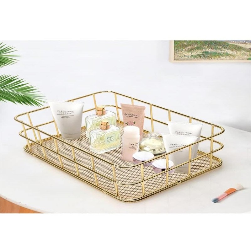 Nivvity Wire Mesh Basket, Golden Iron Storage Basket Multifunctional Wire