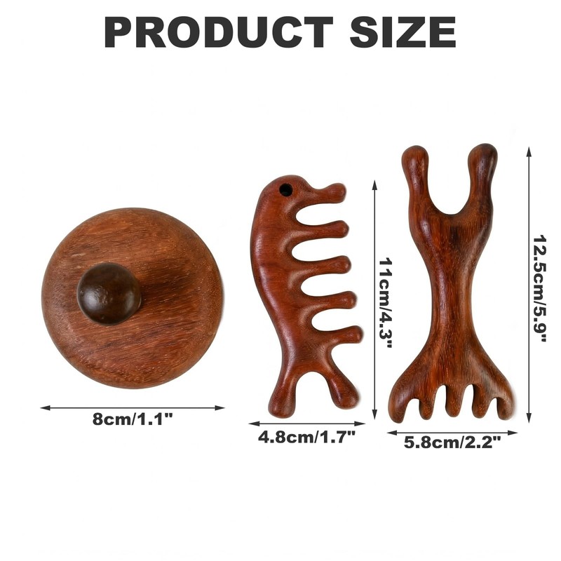 Wooden Scalp Massage Brush, Pack of 3, Scalp Massage Comb,