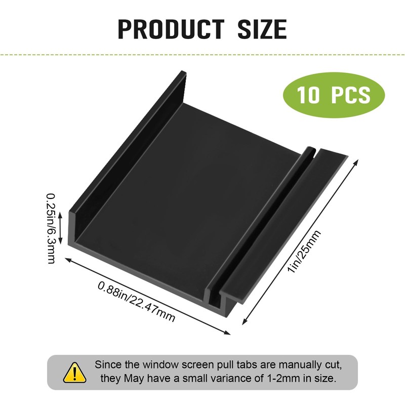 Window Screen Pull Tabs 10 Pack Hollow Flat Spline Channel