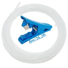 Teflon Tubing Transparent, CESFONJER Extruder Feeding Pipe(8M/26.2ft- 2mm ID X 4mm OD) + Blue PTFE Tube Cutter for Creality Ender 3/Pro Ender 5 CR-10/10S 3D Printer 1.75 Filament