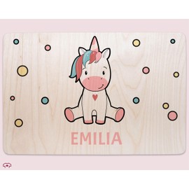 Baby - Unicorns - Memory Box Made of Wood with Unicorn | Gift for First Day of School Nursery Birthday | Gift Idea for Birth or Christening - 30 x 20 x 14 - Wooden - Memory Box