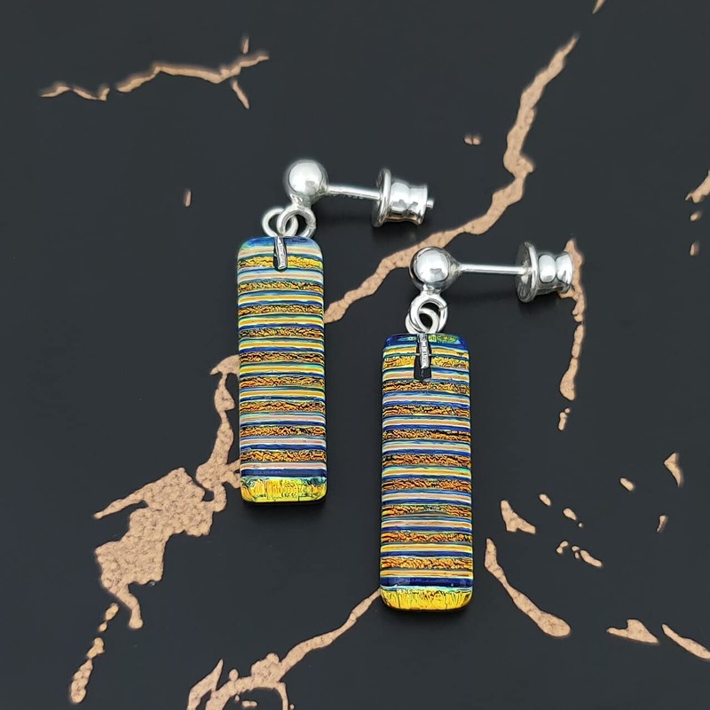 Venetian Murano Glass Dangle Earrings 925 Silver, Glass