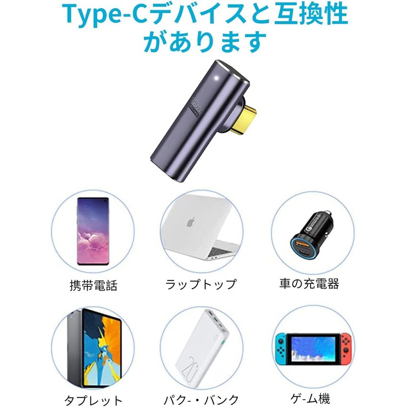 Magnetic USB C to L-Shape Converter Adapter [40Gbps High Speed